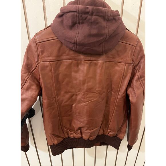 Decrum Edinburgh Genuine Leather Jacket with Removal Hood Size M Cognac - Picture 5 of 6